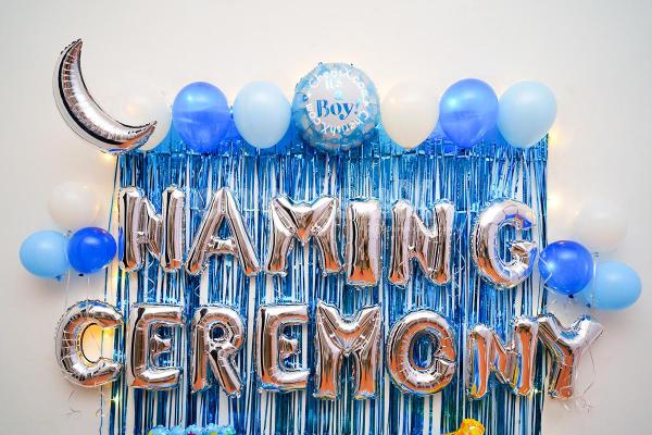 Make the naming ceremony of your baby boy memorable with ChershX's Blue themed balloon decoration!