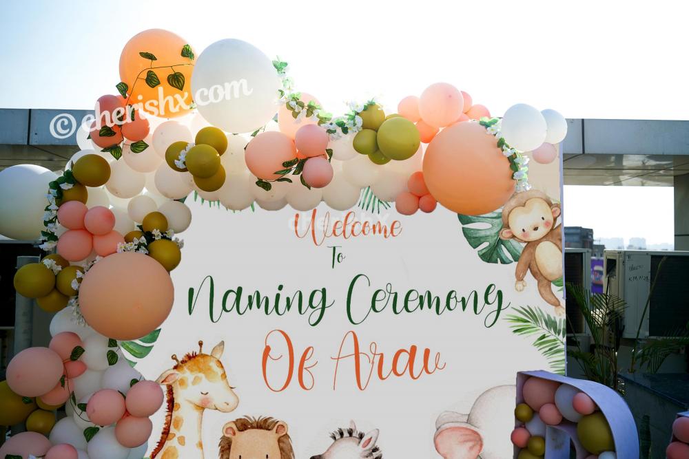 Jungle theme Naming Ceremony Decor for your baby's naming ceremony.