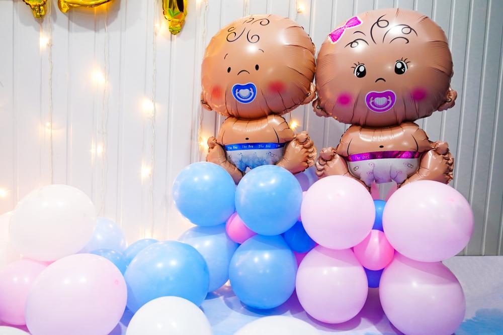 Indulge in the enchantment of delicate pastel balloons, twinkling stars, & adorable baby-themed accents with our Pretty in Pink & Baby Blue Bliss Baby Shower decor.