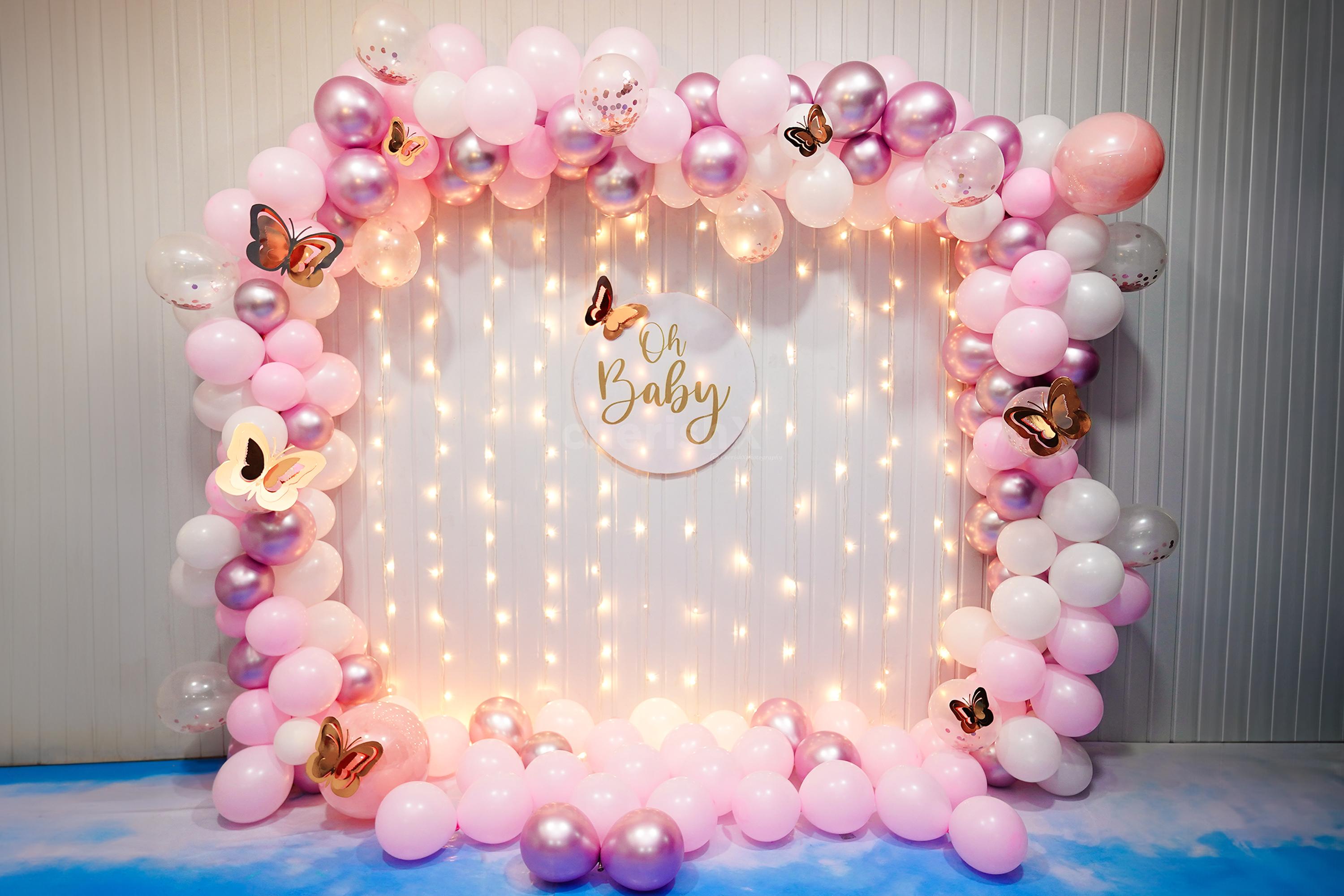 Pink baby 2024 shower balloons