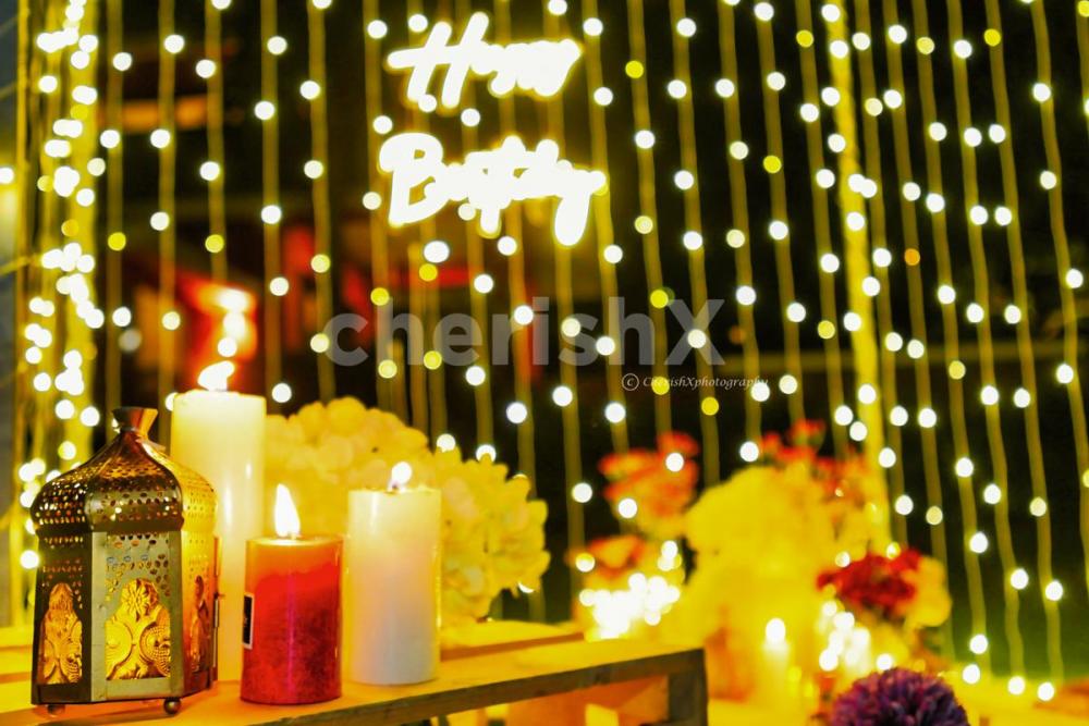 Twinkling fairy lights and dreamy decorations for a perfect birthday celebration.