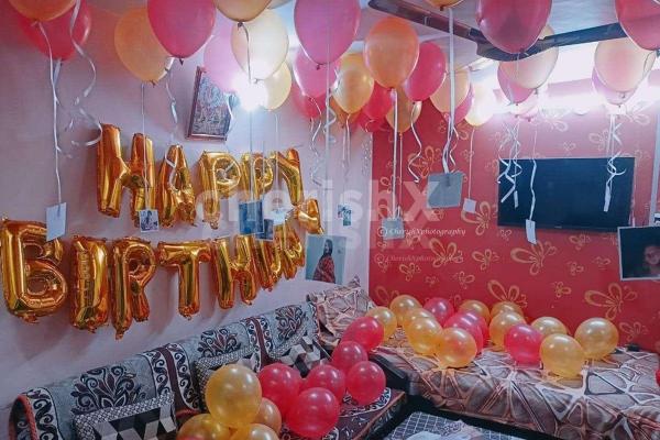 birthday  balloon decoration with Happy Birthday Foil Balloons