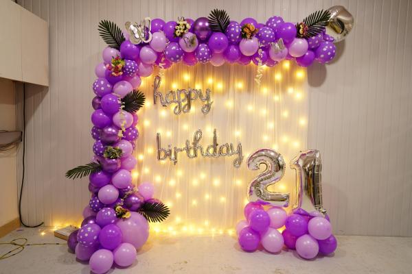 Enchanting Purple Delight with a glow of lights and foil butterflies