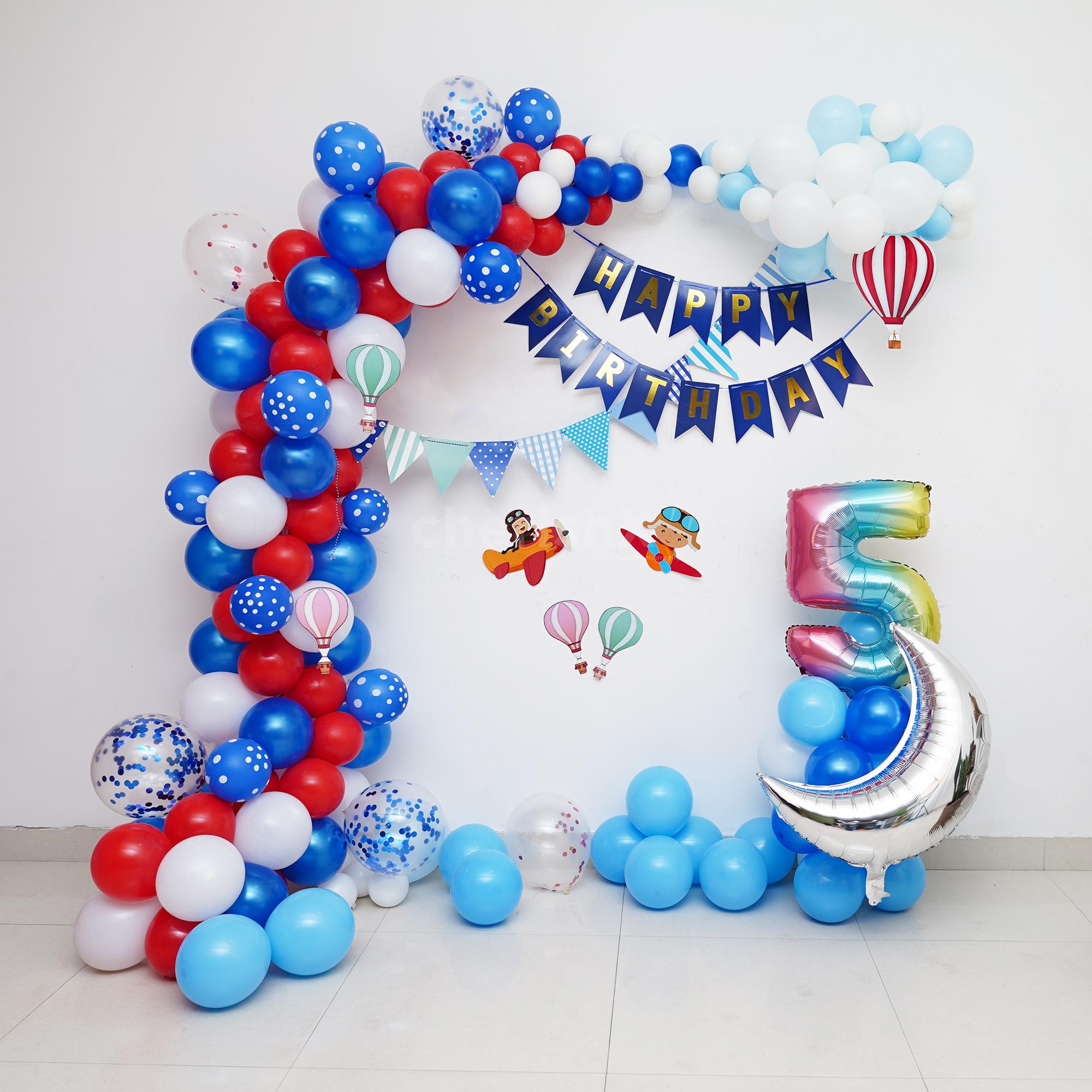 Blue and Silver Theme Occasion Ring Balloon Decoration at Home,Mumbai –