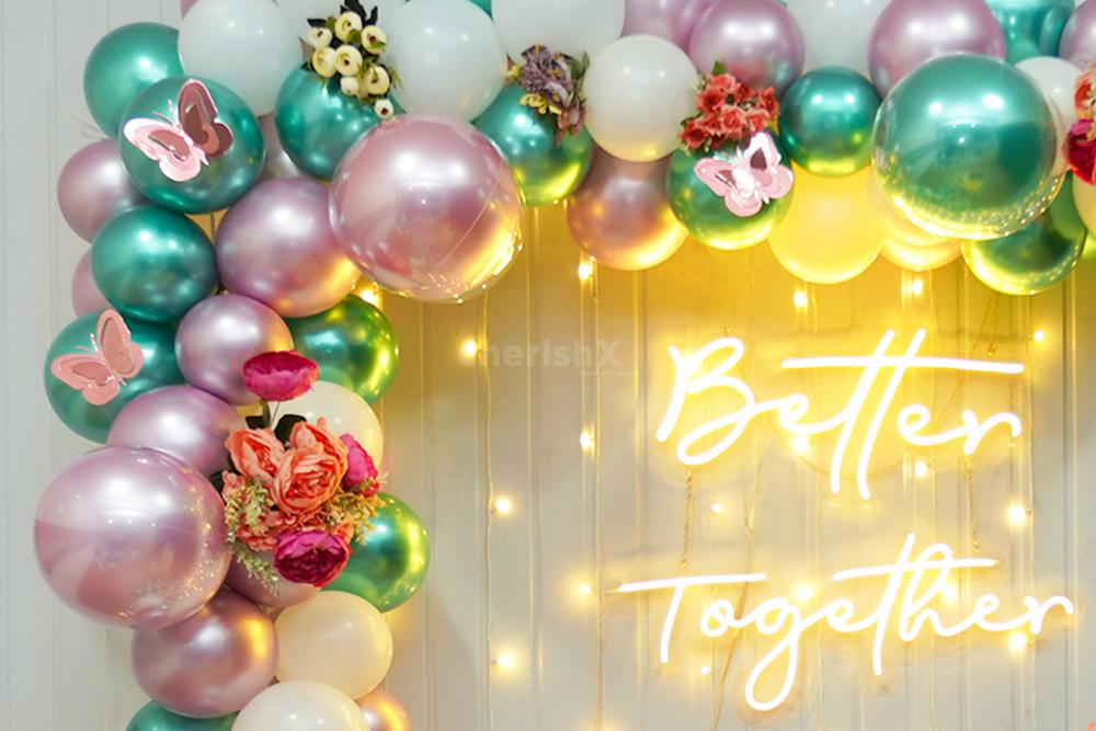 This backdrop comes with a "Better Together" Neon Lights Elegance