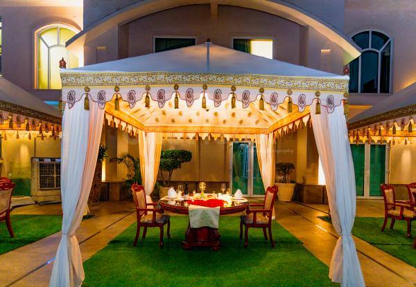 Immerse in a world of enchantment with Fountain Side Gazebo Dining at Umrao.