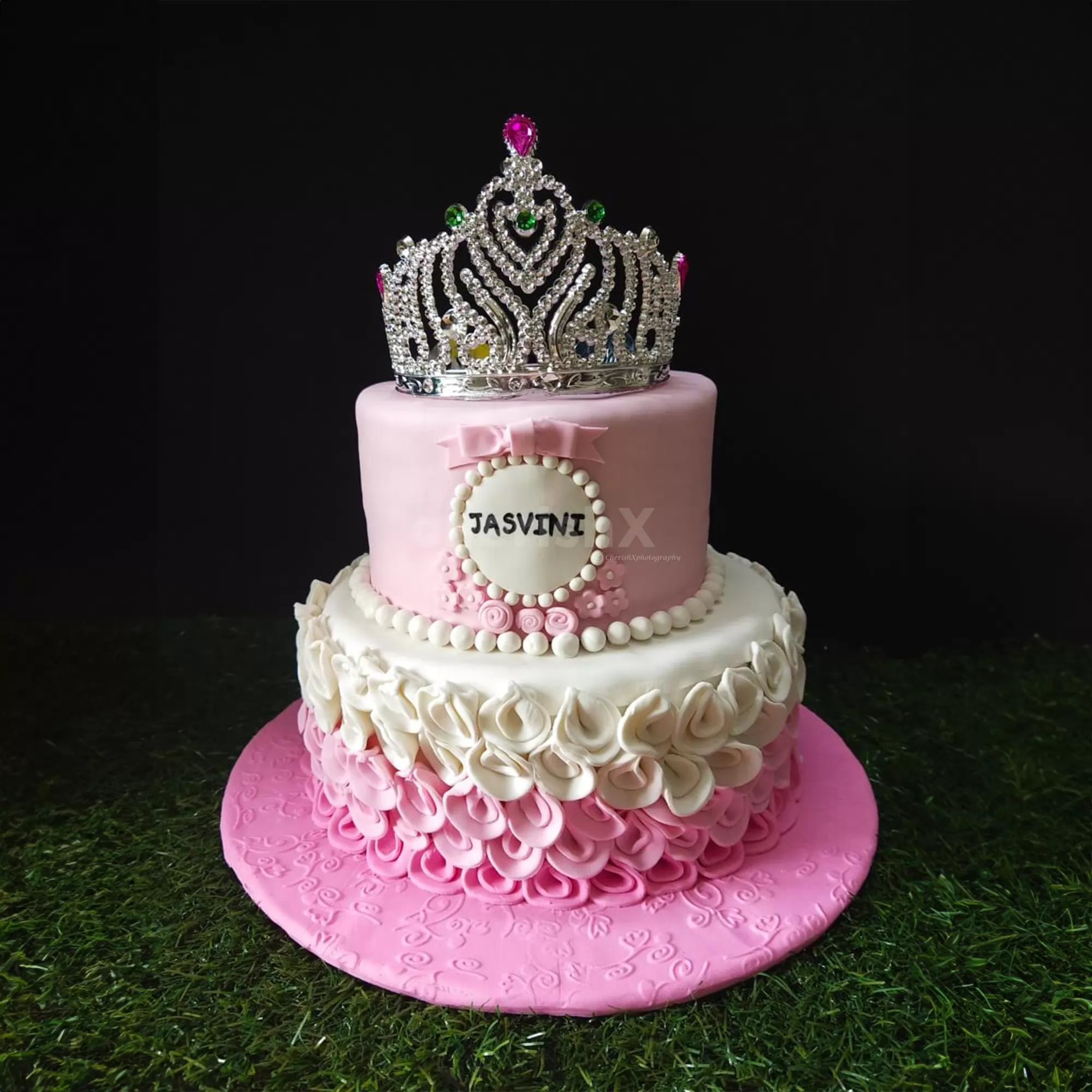 Order Pink & Gold Princess Fondant Cake Online From Bake My Day,Kolkata
