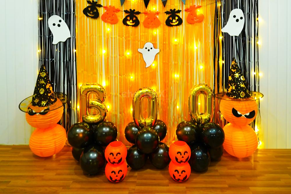 Pixel Lights and 'BOO' Foil Balloons Cast an Enchanting Spell.