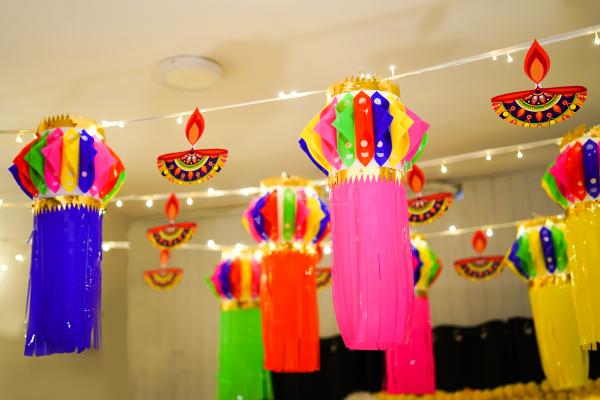 Transform your balcony this Diwali into a magical wonderland with our radiant multi-coloured lanterns and lights.