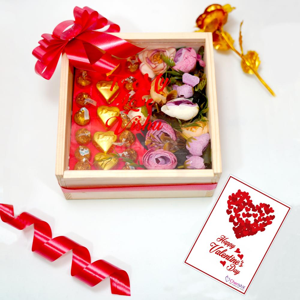 Artificial Flowers Arrangement in Charming Valentine Gift Box