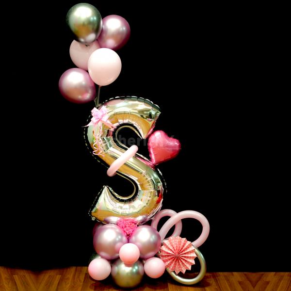 Letter Balloon Initial Valentine's Bouquet showcases a specially customized initial letter