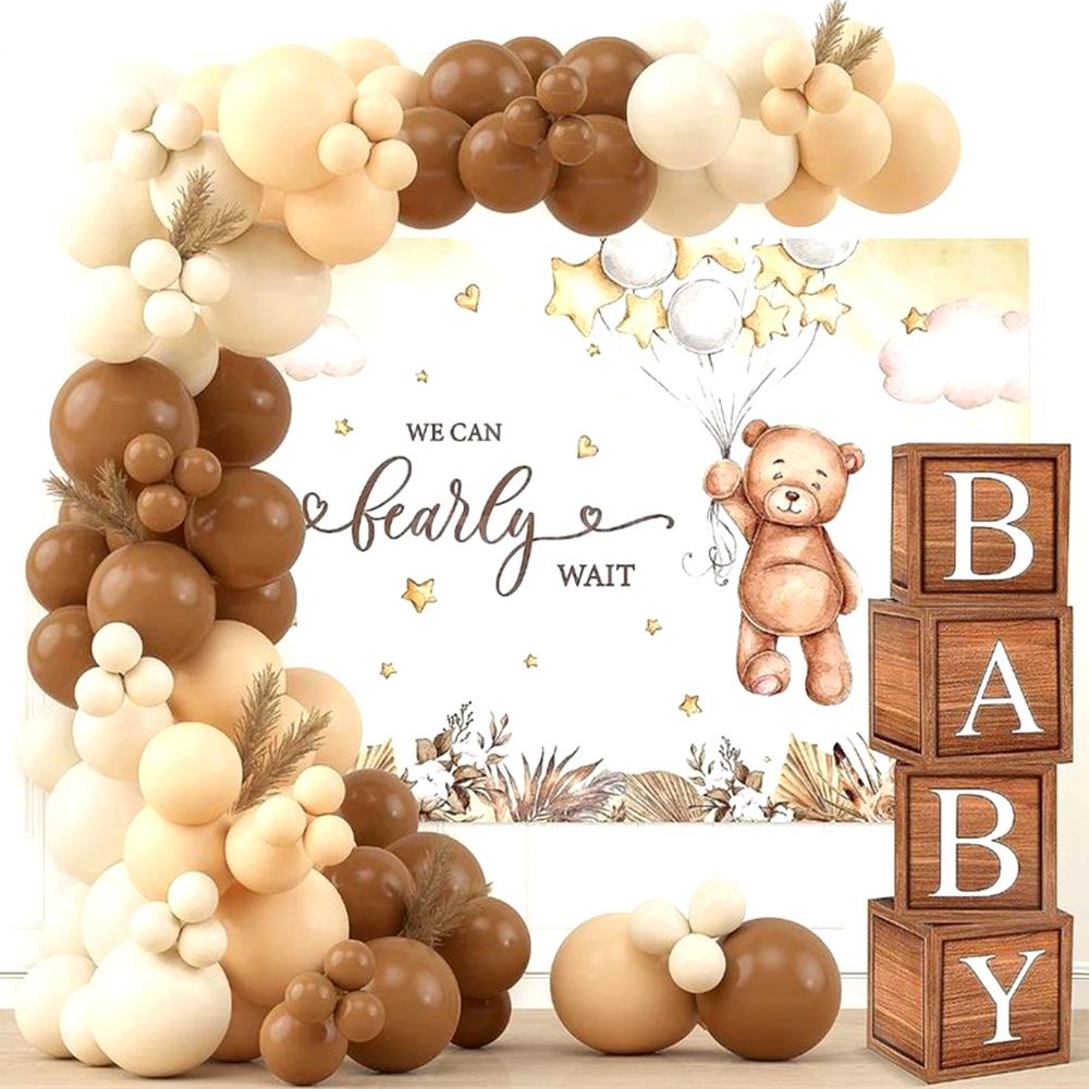 White and brown baby shower decoration near me