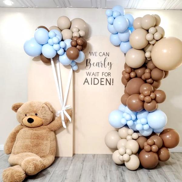 Brown and blue baby shower decor online