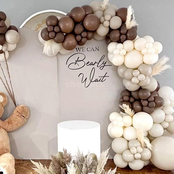 Grey and white baby shower decorations