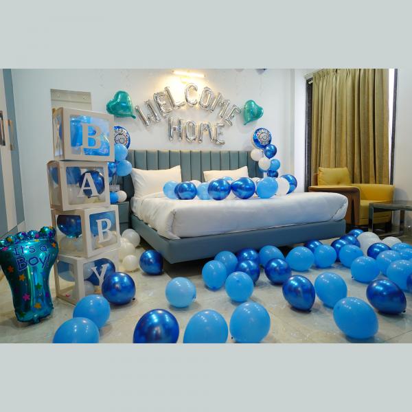 Welcome baby boy decoration blue and white at home