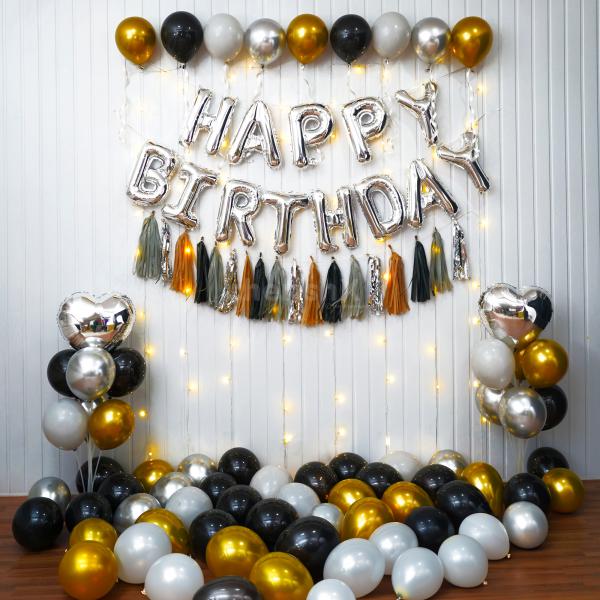 Simple black and grey balloon decoration ideas
