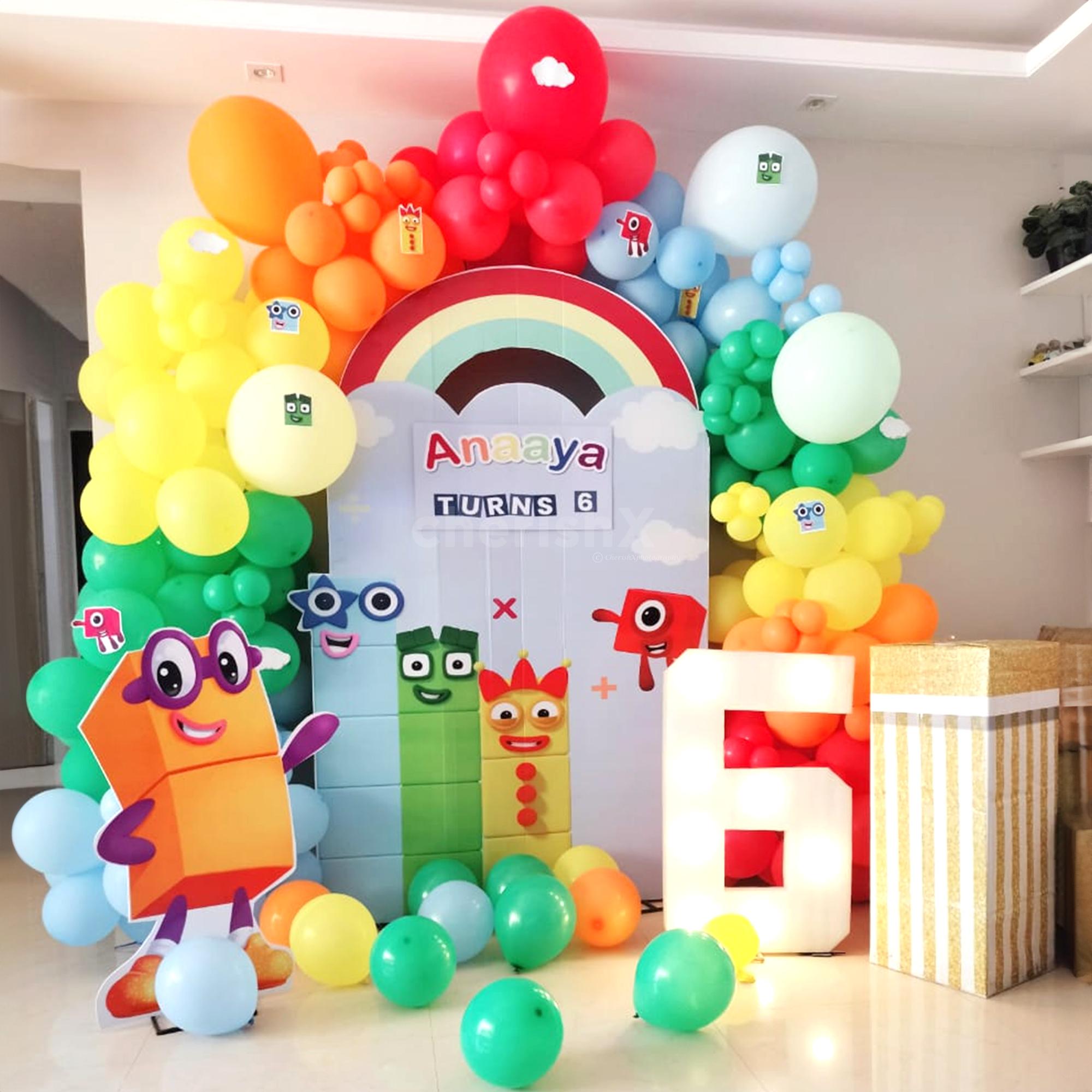 Number Blocks Birthday Decor: Balloon and Rainbow Delight | Delhi NCR