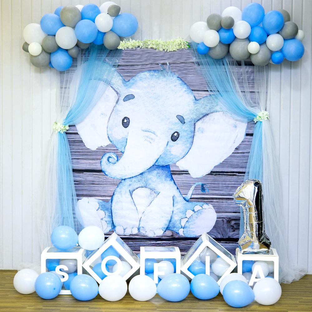 Elephant Birthday Balloon Delight: A Serene Celebration