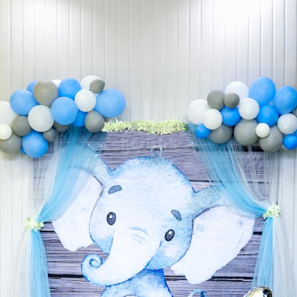 Whimsical Wonderland: Blue Elephant Birthday Balloon Magic Decor