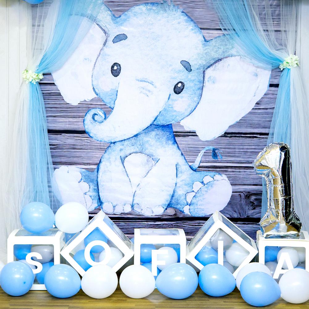 Charming Blue Elephant Birthday Balloon Decor