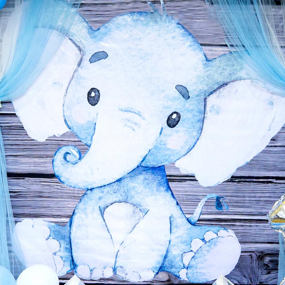 Tranquil Blue Elephant Celebration: Balloon Wonderland