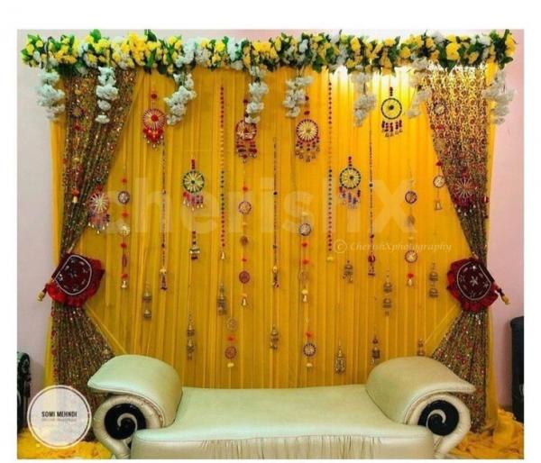 Transform your event with our elegant backdrop decor, complete with professional one-day setup.