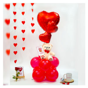 Celebrate Valentine's Day with Balloon Love Teddy Surprise