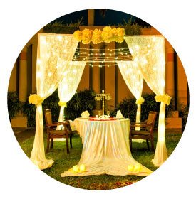 Beautiful Cabana setups with Candlelight Dinners in the best locations of the city